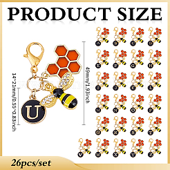 26 colgante de abejas esmaltadas de aleación.&nbsp;HJEW-MA00048
