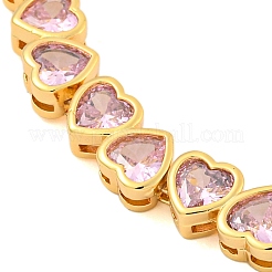 Gestellplattierung Messing Pavé Zirkonia Herz Link Armbänder&nbsp;BJEW-Q347-05G-05