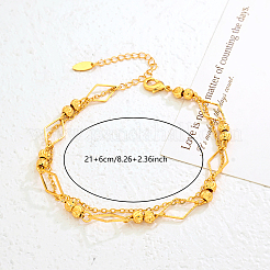 Vintage Strand Messing Rhombus Gliederkette Doppelschicht Fußkettchen für Frauen&nbsp;JU2009