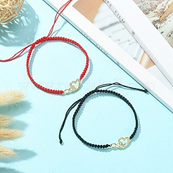 Set di braccialetti a maglie con micro pavé in ottone a 2 colori&nbsp;BJEW-TA00292