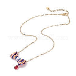 3 collier pendentif nœud papillon en perles de verre de 3 couleurs&nbsp;NJEW-MZ00091