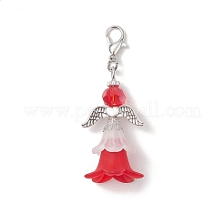 6 pz di decorazioni pendenti in acrilico e vetro a forma di angelo con fiore&nbsp;HJEW-JM03781