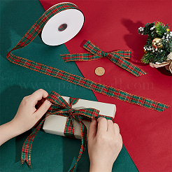 1 rouleau de ruban de Noël en polycoton à carreaux rouges et verts&nbsp;OCOR-PH0007-29A