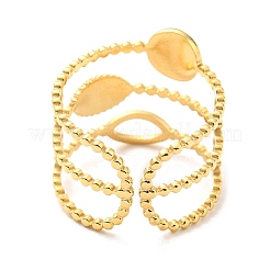 Bague ouverte ronde et plate en acier inoxydable 304 avec œil de cheval pour femme&nbsp;RJEW-C016-29G