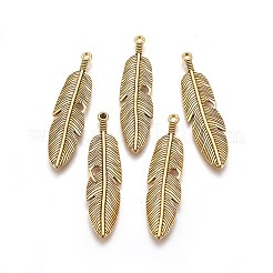 Pendentifs gros en alliage de plumes de style tibétain &nbsp;X-TIBEP-A12720-AG-RS