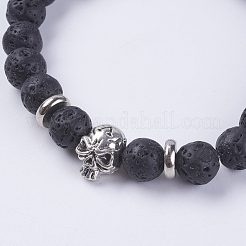 Natürliche Lava Rock Perlen Stretch Armbänder&nbsp;BJEW-E325-C08