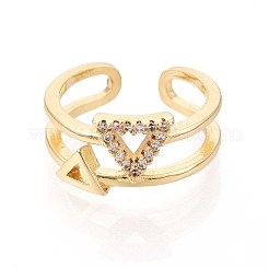 Manschettenringe aus Messing mit Mikropavé-Zirkonia für Damen&nbsp;KK-T071-71G