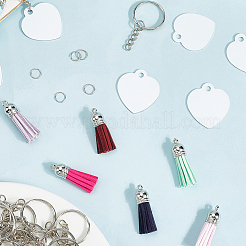 Kits de fabrication de porte-clés pendentifs en aluminium à transfert thermique double face vierges à faire soi-même&nbsp;DIY-SP0005-26A