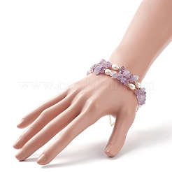 Scaglie di ametista naturale e collana di perle di perle&nbsp;NJEW-JN04008-03