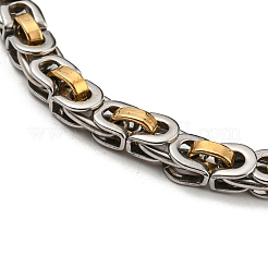 Bracelet chaîne byzantine en acier inoxydable 201 bicolore avec placage ionique (IP)&nbsp;BJEW-B078-47A