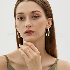 3 paire de boucles d'oreilles créoles en laiton pour femme&nbsp;EJEW-BBC0001-66G-01