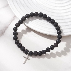 3 bracciale elastico con perline di pietre preziose miste naturali e sintetiche&nbsp;BJEW-JB13252