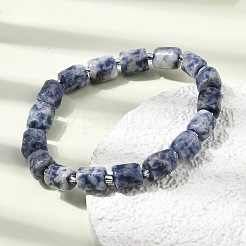 Stretcharmbänder aus natürlichem blauem Jaspis mit Säulenperlen&nbsp;GG-CBA05D5-01A-02