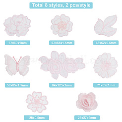 16 stücke 8 stil polyester spitze computerisierte stickerei ornament zubehör&nbsp;DIY-AR0002-37