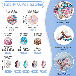 66 Stück 5 Stile Polymer Clay Pflaster Strass Perlen&nbsp;DIY-TA0013-93