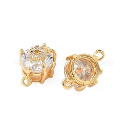 Breloques de connecteur en zircone cubique transparente pavée de laiton&nbsp;KK-S531-15G