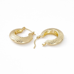 Boucles d'oreilles créoles beignet en laiton avec motif écailles pour femme&nbsp;EJEW-I270-06G