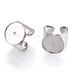 Anlaufgeschützter offener Manschettenfingerring aus Edelstahl 304 mit Cabochon-Fassungen&nbsp;X-STAS-T060-03P