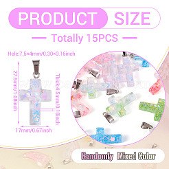 15 pendentif lumineux en résine à paillettes&nbsp;RESI-TA0004-20B
