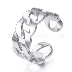 Bague ouverte en acier inoxydable 304 anti-ternissement avec chaîne gourmette&nbsp;RJEW-T023-41P