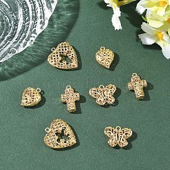 8 pendentif en laiton creux de 4 styles.&nbsp;KK-YW0004-77