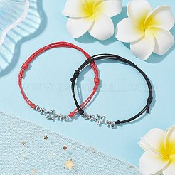 Set di braccialetti a maglie in lega di zinco a stella tripla da 2 pz&nbsp;BJEW-JB09977-02