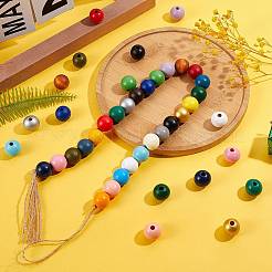 260pcs 26 couleurs de perles en bois naturel peintes&nbsp;WOOD-SZ0001-07