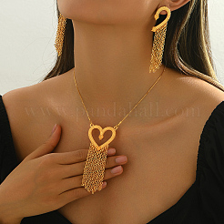 Elegantes Schmuckset mit hohlen Herzquasten aus Zinklegierung für Damen&nbsp;LS-HX7925