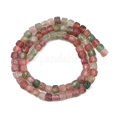 Hilos de cuentas de cuarzo fresa rojo y verde natural&nbsp;GG-NH0006-A01