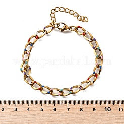 Bracelets à chaîne en laiton et émail&nbsp;BJEW-S170-01G
