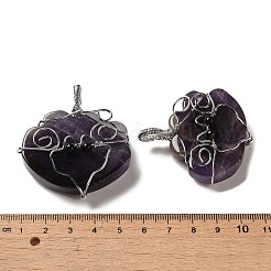 Pendenti avvolti in filo di rame ametista naturale&nbsp;G-K338-06P-03