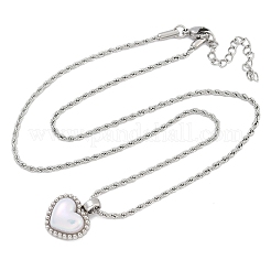 Collane con catena a corda con ciondolo a forma di cuore in conchiglia in acciaio inossidabile 304 per donna&nbsp;NJEW-Z070-02P