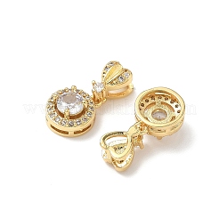 Ottone pavé zirconi cubici trasparenti piatti rotondi con pendenti a cuore&nbsp;KK-Q068-18G
