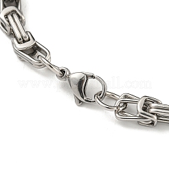 Bracciale bicolore in acciaio inossidabile 201 a forma rettangolare e catena bizantina&nbsp;BJEW-B078-40BP