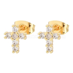 Boucles d'oreilles en laiton avec zircone cubique de micro pave&nbsp;EJEW-F405-19B-G