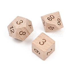 Jeu de dés polyédriques en bois naturel&nbsp;WOOD-A027-01A