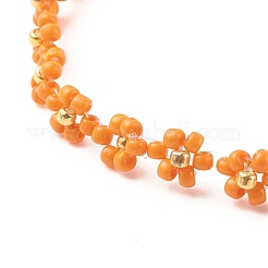 Collana di fiori di perline di semi di vetro con ciondolo ape smaltato in lega&nbsp;NJEW-JN03817-04