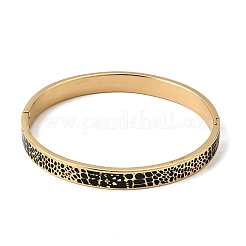Brazaletes articulados de acero inoxidable 304 con esmalte negro y estampado de piel animal para mujer.&nbsp;SA-CBAC920-02G