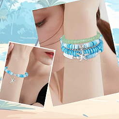 DIY-Set zur Herstellung eines synthetischen Howlith-Stretcharmbands mit Ozeanmotiv&nbsp;DIY-SC0025-02