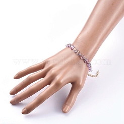 Pulseras de cuentas de vidrio pintado con spray transparente de estrella&nbsp;BJEW-JB05214-02