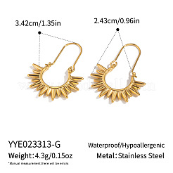 Pendientes de aro vintage de acero inoxidable 304 con diseño de sol de estilo europeo&nbsp;KG5327-1