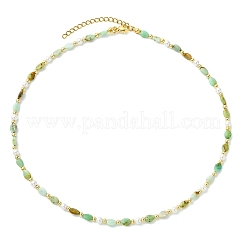 Colliers de perles en calcédoine naturelle en forme de larme et de perles rondes en coquillage blanc&nbsp;NJEW-JN06246-01
