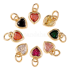 16 pz 8 colori pendenti in zirconi cubici intarsiati in ottone&nbsp;ZIRC-CJ0001-15