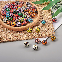 120pcs 15 couleurs de perles en bois naturel peintes&nbsp;WOOD-TA0001-66