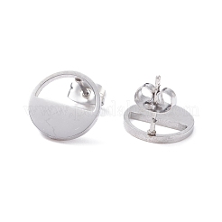 Orecchini a bottone in acciaio inossidabile 304 semicircolari cavi anti-ossidazione per donna&nbsp;EJEW-Z017-01P