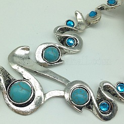 Collane con ciondolo a forma di onda in turchese sintetico in stile bohémien e orecchini pendenti rotondi piatti per donna&nbsp;FS-WGC7E0A-01