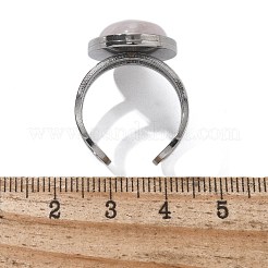 Anelli ovali in quarzo rosa naturale&nbsp;RJEW-M062-02P-15