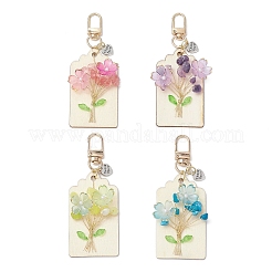 Blume natürlicher Amethyst & Zitronenjade & synthetischer Türkis & Kirschquarzglas-Chip-Anhängerdekorationen&nbsp;HJEW-JM03239