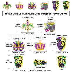 12 Stück 6 Stile Karneval Karneval doppelseitiger transparenter Acrylanhänger&nbsp;SACR-CJ0001-67