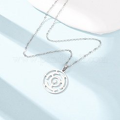 Collana con ciondolo a forma di labirinto in acciaio inossidabile 304 con catena a maglie&nbsp;NJEW-K308-08P